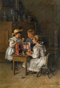 Drei Kinder Mit Ihrer Spielkuche by Pietronella Peters