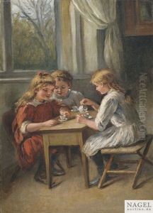 Kaffeeklatsch. Drei Madchen Beim Kinderkaffee