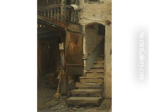 Rustic Stairwell On Cobblestone Path - view 1