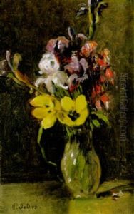 Bunter Straus Aus Iris, Tranenden Herzen Und Aufgebluhten Tulpen