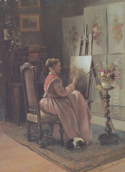 Die Junge Kunstlerin Anna Peters An Der Staffelei - view 1