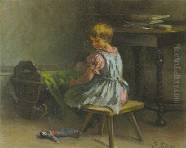 Die Kleine Puppenmutter Vor Einer Wiege - view 1