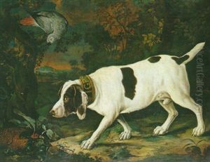 Le Chien A L'arret Devant Un Faisan Et Perroquet by Wenceslas Peters