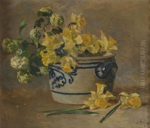 Blomsteroppstilling I Hollandsk Krukke by Wilhelm Otto Peters