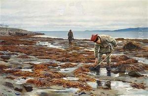 Kystparti Med To Samere, Der Graver Sandorm Kystparti Med To Samere, Der Graver Sandorm