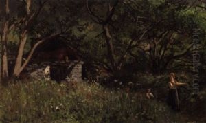 Sommerlandskap Med Kvinne Og Barn