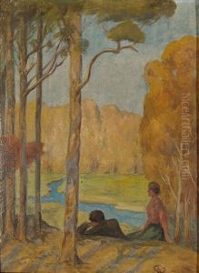 Paar In Landschaft by Carl Olof Petersen
