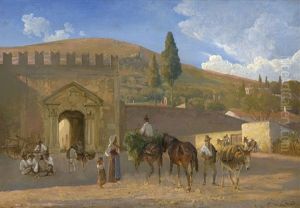Italienische Bauern Vor Einem Stadttor