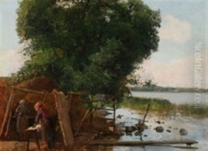 Laundresses Working Near The Lakeshore