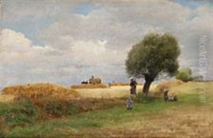 Harvest Scene With Children In The Foreground Harvest Scene With Children In The Foreground