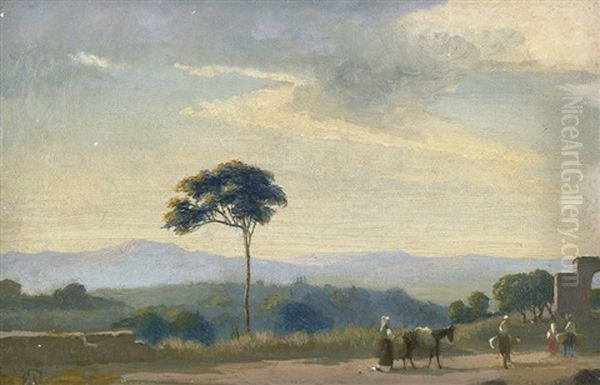 Italienische Landschaft Mit Wanderern - view 1