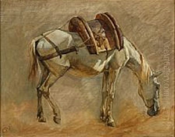 A White Horse Is Eating - view 1