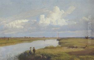 To Drenge Ved En Hollandsk Kanal Naer Delft
