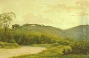 Bakket Landskab Med Koer Ved En Landevej by Edvard Frederik Petersen