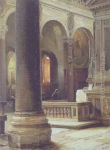 Kirkeinterior by Edvard Frederik Petersen