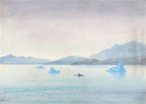 A Greenlandic Seal Catcher In His Kayak