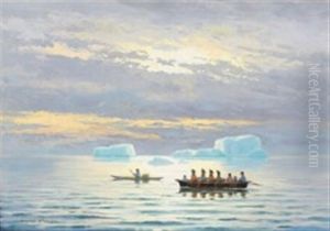 An Umiak And A Kayak On A Greenlandic Fjord An Umiak And A Kayak On A Greenlandic Fjord