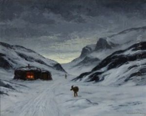 Evening Scenery From A Greenlandic Settlement by Emanuel A. Petersen