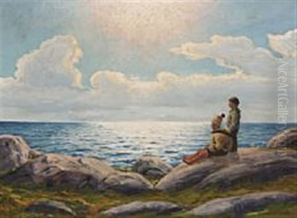 A Family Of Inuits Looking At The Sea - view 1