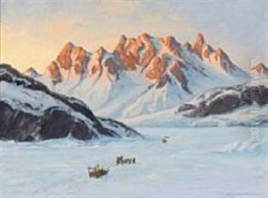 Inuits On A Sledge Ride In Greenland by Emanuel A. Petersen