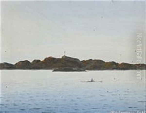 A Man In A Kayak Off Sisimiut (holsteinsborg) In Greeland - view 1