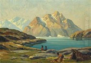 Fiord Scene With Inuit Camp