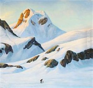 Two Inuits Walking In The Mountains Near Ikerasak, Greenland by Emanuel A. Petersen