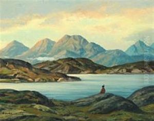 View From Oqaatsut/rodebay With Inuit Girl Viewing The Fells Of Greenland View From Oqaatsut/rodebay With Inuit Girl Viewing The Fells Of Greenland