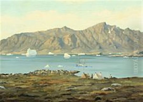 Greelandic Coastal Scape With Fishing Boat - view 1
