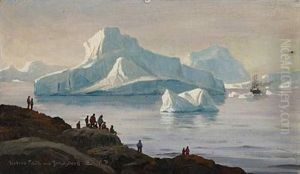 View From Ilulissat (jakobshavn) With The Ship Gertrud Rask Leaving Greenland