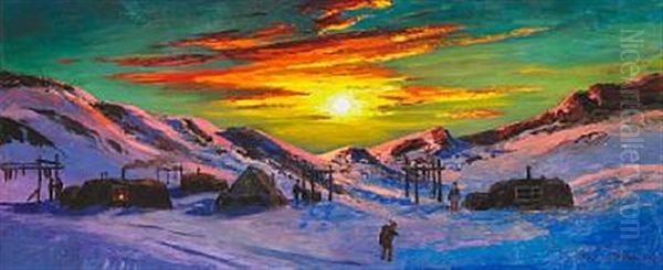 Sunset Over A Settlement In Greenland - view 1
