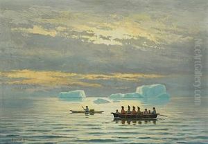 Greenlandic Landscape With Women's Boat And Kayak