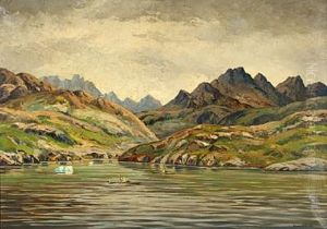 A Kayak Oarsman In A Bay By Angmagssalik, East Greenland