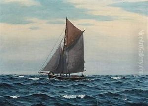 Seascape With A Sailing Ship by Emanuel A. Petersen