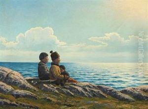 Greenlandic Children Waiting On The Coast by Emanuel A. Petersen