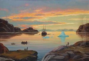 Sunrise At A Fjord In Greenland by Emanuel A. Petersen