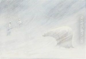 Snow Storm On Greenland With An Icebear And Two Inuits Snow Storm On Greenland With An Icebear And Two Inuits