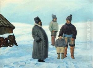 Praesten I Jacobshavn. Skulket Fra Skolen by Emanuel A. Petersen