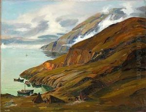 Landscape From Greenland With Inuits On A Summer Settlement