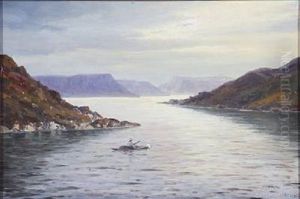 Proven. View From A Greenland Fjord With An Inuit In A Kayak