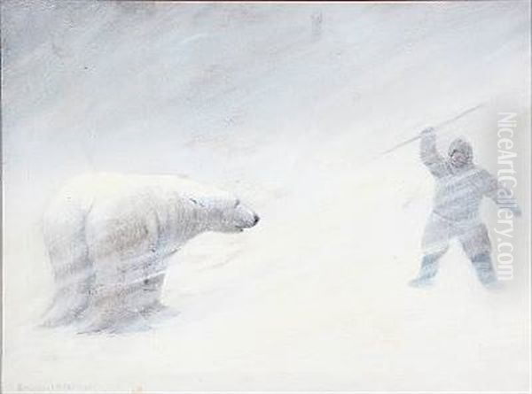 A Greenlandic Hunter And A Polar Bear - view 1