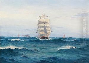 Seascape With Sailing Ships Near Skagen, Denmark Seascape With Sailing Ships Near Skagen, Denmark