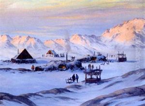 En Gronlandsk Boplads I Aftenlys