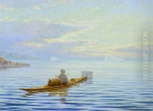 Gronlandsk Saelfanger Pa Havet by Emanuel A. Petersen
