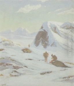 Motiv Fra Gronland Med Tre Personer Der Baerer Ved