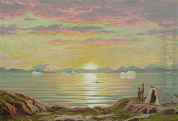 Solnedgangsstemning Ved En Gronlandsk Kyst - view 1