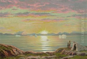 Solnedgangsstemning Ved En Gronlandsk Kyst by Emanuel A. Petersen