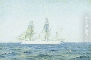 Marine, Skonnerten Ingolf Pa Havet Marine, Skonnerten Ingolf Pa Havet