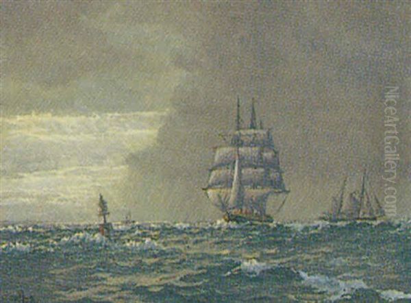 Marine, Sejlskibe Pa Havet, Uvejrsstemning - view 1