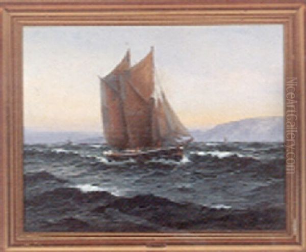Marine Med Sejlskibe Ud For Klippekyst - view 1